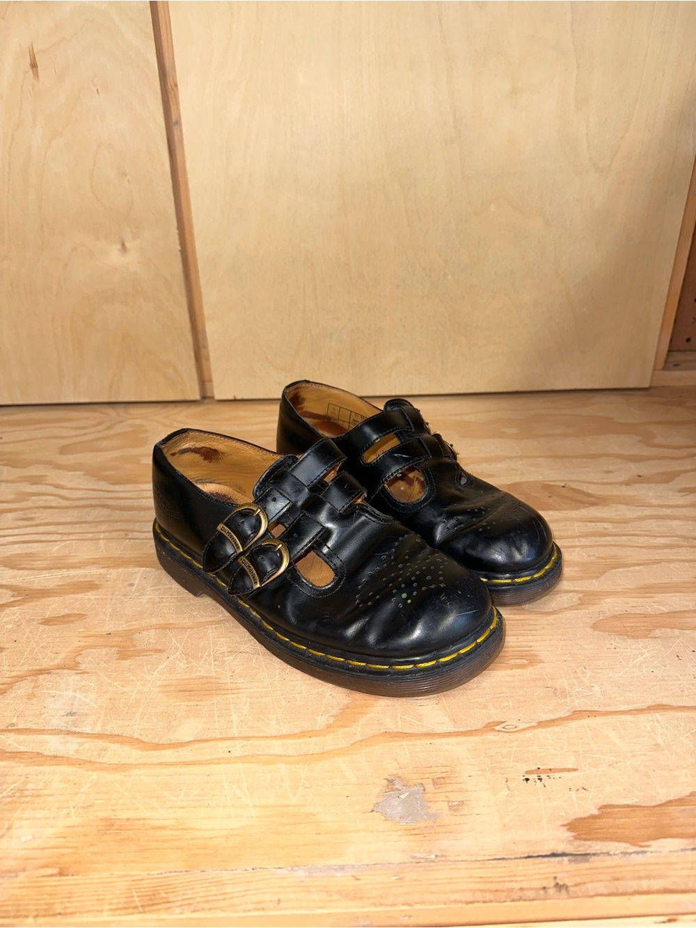 Dr. Martens Black Triple Buckle Leather Slip-Ons